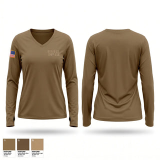 Womens Long Sleeve Vneck Shirt, Bravo Co 199th BSB, Army, Teamtime, Team time, sublimation, custom sports apparel, team uniforms, spirit wear, spiritwear, sports uniforms, custom shirts, team store, custom team store, fundraiser sports, apparel fundraiser