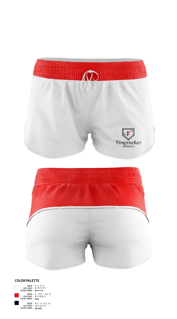 Womens Shorts, Firecracker Athletics, Softball, Teamtime, Team time, sublimation, custom sports apparel, team uniforms, spirit wear, spiritwear, sports uniforms, custom shirts, team store, custom team store, fundraiser sports, apparel fundraiser
