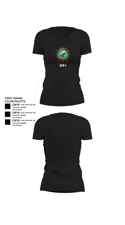 ACB-1 33490602 Women's Short Sleeve V-neck Shirt - 23