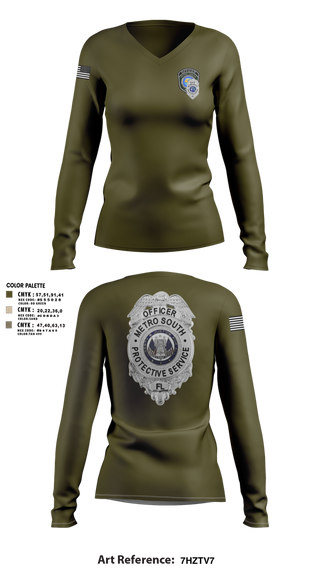 Womens Long Sleeve Vneck Shirt, METRO SOUTH PROTECTIVE SERVICE, , Teamtime, Team time, sublimation, custom sports apparel, team uniforms, spirit wear, spiritwear, sports uniforms, custom shirts, team store, custom team store, fundraiser sports, apparel fundraiser
