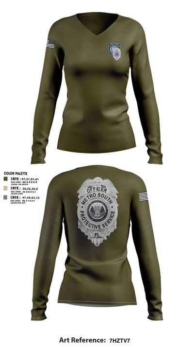 METRO SOUTH PROTECTIVE SERVICE 25947378 Women's Long Sleeve V-neck Shirt - 1