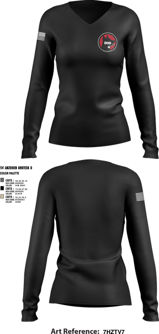Womens Long Sleeve Vneck Shirt, Dog Company, , Teamtime, Team time, sublimation, custom sports apparel, team uniforms, spirit wear, spiritwear, sports uniforms, custom shirts, team store, custom team store, fundraiser sports, apparel fundraiser