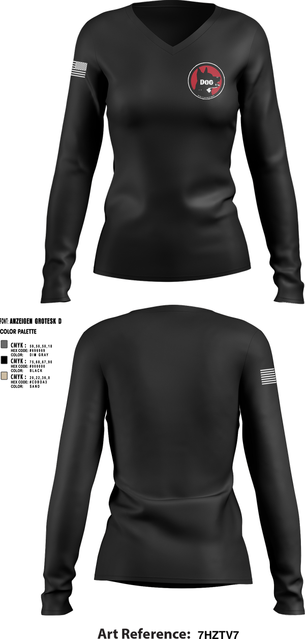Womens Long Sleeve Vneck Shirt, Dog Company, , Teamtime, Team time, sublimation, custom sports apparel, team uniforms, spirit wear, spiritwear, sports uniforms, custom shirts, team store, custom team store, fundraiser sports, apparel fundraiser