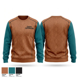 Crew Neck Sweatshirt, Coastal Copperheads, Baseball, Teamtime, Team time, sublimation, custom sports apparel, team uniforms, spirit wear, spiritwear, sports uniforms, custom shirts, team store, custom team store, fundraiser sports, apparel fundraiser