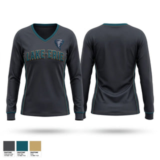 Womens Long Sleeve Vneck Shirt, Lake-Erie Cyclones, Baseball, Teamtime, Team time, sublimation, custom sports apparel, team uniforms, spirit wear, spiritwear, sports uniforms, custom shirts, team store, custom team store, fundraiser sports, apparel fundraiser