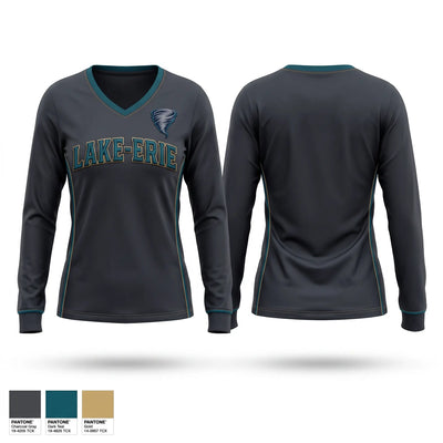 Lake-Erie Cyclones Women's Long Sleeve V-neck Shirt - 1