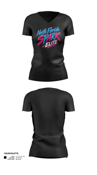 Womens Short Sleeve Vneck Shirt, North Florida Spark, Softball, Teamtime, Team time, sublimation, custom sports apparel, team uniforms, spirit wear, spiritwear, sports uniforms, custom shirts, team store, custom team store, fundraiser sports, apparel fundraiser
