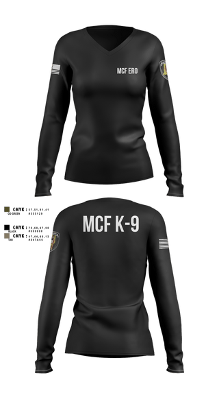Womens Long Sleeve Vneck Shirt, MCF K-9, Police, Teamtime, Team time, sublimation, custom sports apparel, team uniforms, spirit wear, spiritwear, sports uniforms, custom shirts, team store, custom team store, fundraiser sports, apparel fundraiser