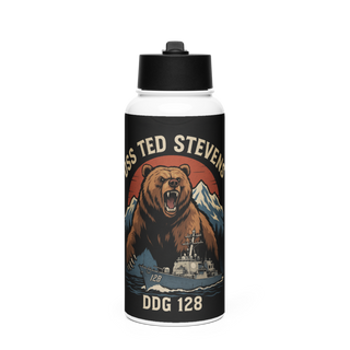 TED STEVENS 69093097 Stainless Steel Water Bottle with a Straw Lid