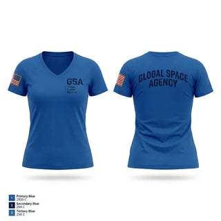 Womens Short Sleeve Vneck Shirt, GSA, Space Force, Teamtime, Team time, sublimation, custom sports apparel, team uniforms, spirit wear, spiritwear, sports uniforms, custom shirts, team store, custom team store, fundraiser sports, apparel fundraiser