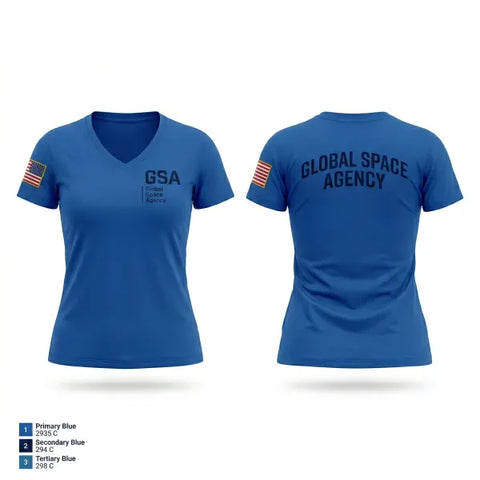 Womens Short Sleeve Vneck Shirt, GSA, Space Force, Teamtime, Team time, sublimation, custom sports apparel, team uniforms, spirit wear, spiritwear, sports uniforms, custom shirts, team store, custom team store, fundraiser sports, apparel fundraiser