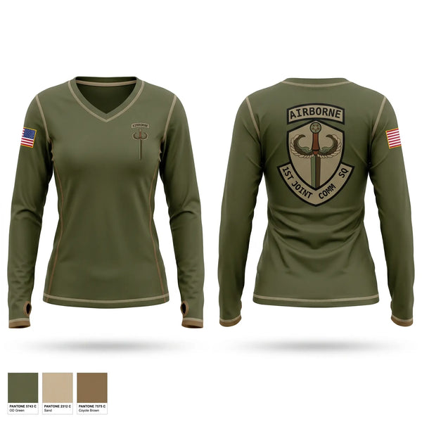 Womens Long Sleeve Vneck Shirt, JCSE, Army, Teamtime, Team time, sublimation, custom sports apparel, team uniforms, spirit wear, spiritwear, sports uniforms, custom shirts, team store, custom team store, fundraiser sports, apparel fundraiser