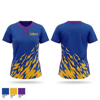 Two Button Softball Jersey, Lakers, Softball, Teamtime, Team time, sublimation, custom sports apparel, team uniforms, spirit wear, spiritwear, sports uniforms, custom shirts, team store, custom team store, fundraiser sports, apparel fundraiser