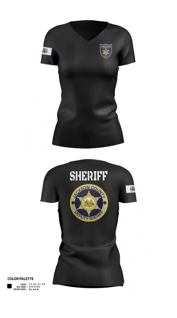 Womens Short Sleeve Vneck Shirt, Jackson County SD, Police, Teamtime, Team time, sublimation, custom sports apparel, team uniforms, spirit wear, spiritwear, sports uniforms, custom shirts, team store, custom team store, fundraiser sports, apparel fundraiser