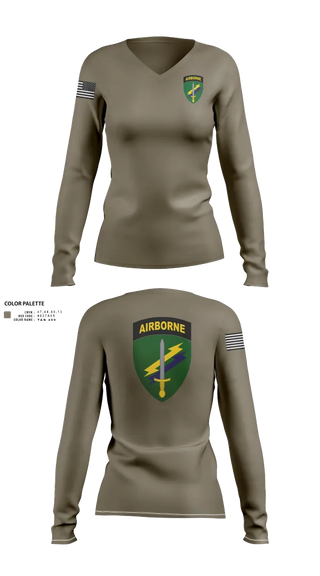 Womens Long Sleeve Vneck Shirt, Civil Affairs, , Teamtime, Team time, sublimation, custom sports apparel, team uniforms, spirit wear, spiritwear, sports uniforms, custom shirts, team store, custom team store, fundraiser sports, apparel fundraiser
