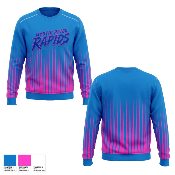 Crew Neck Sweatshirt, Mystic River Rapids, Baseball, Teamtime, Team time, sublimation, custom sports apparel, team uniforms, spirit wear, spiritwear, sports uniforms, custom shirts, team store, custom team store, fundraiser sports, apparel fundraiser