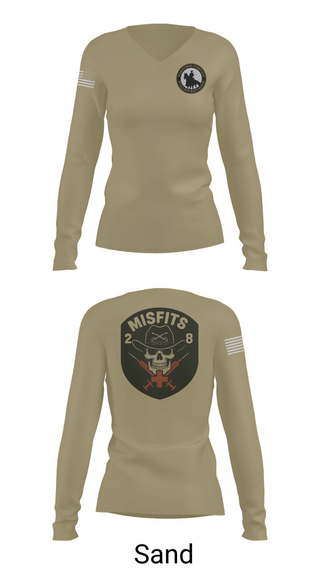 Womens Long Sleeve Vneck Shirt, 2-8 Cav, HHC, Medic Platoon, , Teamtime, Team time, sublimation, custom sports apparel, team uniforms, spirit wear, spiritwear, sports uniforms, custom shirts, team store, custom team store, fundraiser sports, apparel fundraiser