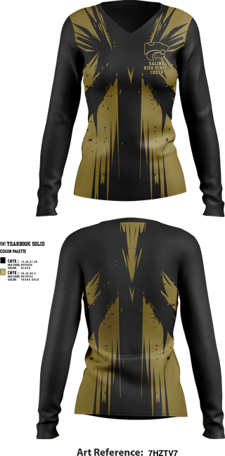 Womens Long Sleeve Vneck Shirt, Salina High School Cheer, Cheer, Teamtime, Team time, sublimation, custom sports apparel, team uniforms, spirit wear, spiritwear, sports uniforms, custom shirts, team store, custom team store, fundraiser sports, apparel fundraiser