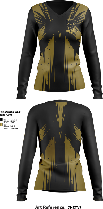 Salina High School Cheer 16938954 Women's Long Sleeve V-neck Shirt - 1