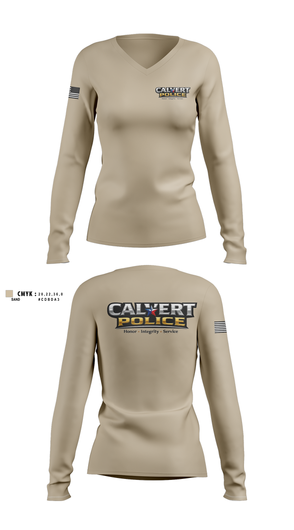Womens Long Sleeve Vneck Shirt, CALVERT POLICE DEPARTMENT, Police, Teamtime, Team time, sublimation, custom sports apparel, team uniforms, spirit wear, spiritwear, sports uniforms, custom shirts, team store, custom team store, fundraiser sports, apparel fundraiser