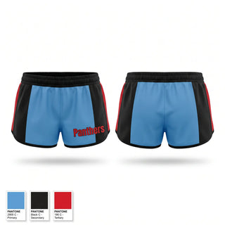 Womens Shorts, Panthers, Track & Field, Teamtime, Team time, sublimation, custom sports apparel, team uniforms, spirit wear, spiritwear, sports uniforms, custom shirts, team store, custom team store, fundraiser sports, apparel fundraiser