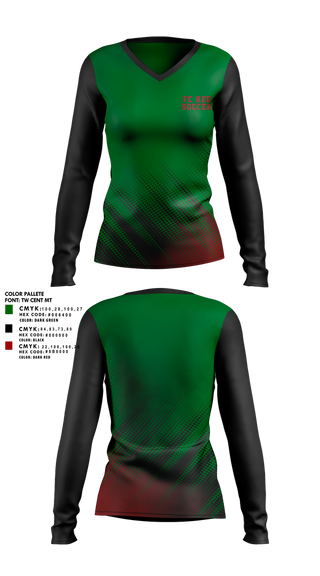 Womens Long Sleeve Vneck Shirt, FC RÉD, Men's Soccer, Teamtime, Team time, sublimation, custom sports apparel, team uniforms, spirit wear, spiritwear, sports uniforms, custom shirts, team store, custom team store, fundraiser sports, apparel fundraiser