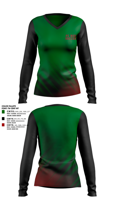 FC RÉD 41285732 Women's Long Sleeve V-neck Shirt - 1