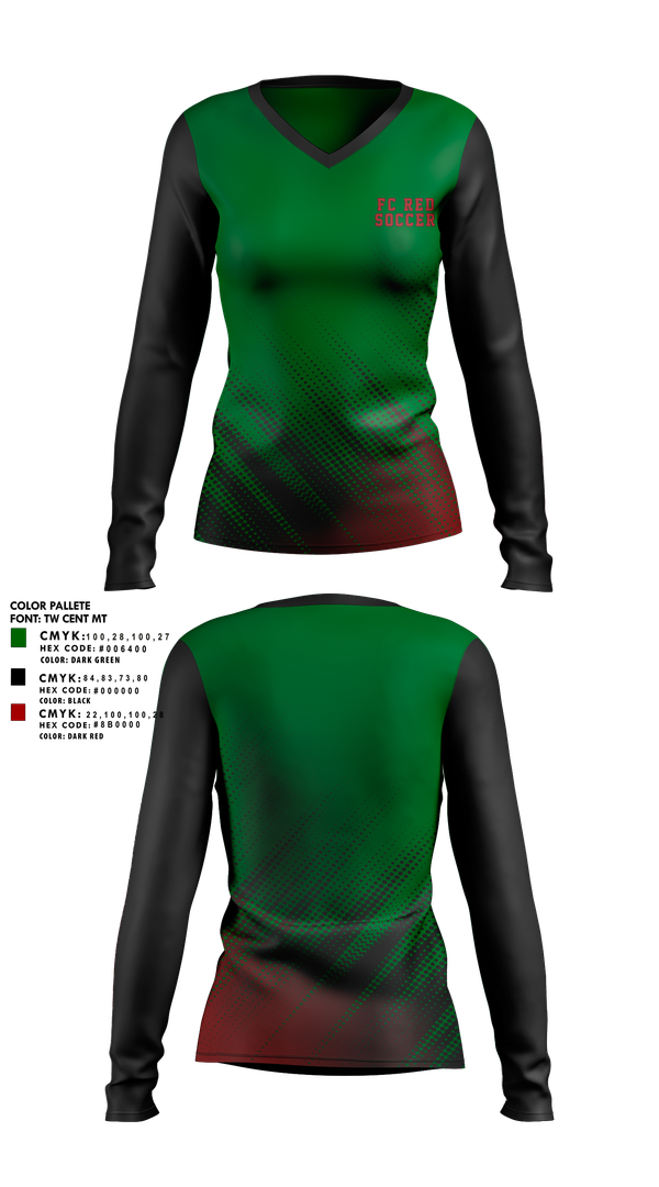 Womens Long Sleeve Vneck Shirt, FC RÉD, Men's Soccer, Teamtime, Team time, sublimation, custom sports apparel, team uniforms, spirit wear, spiritwear, sports uniforms, custom shirts, team store, custom team store, fundraiser sports, apparel fundraiser