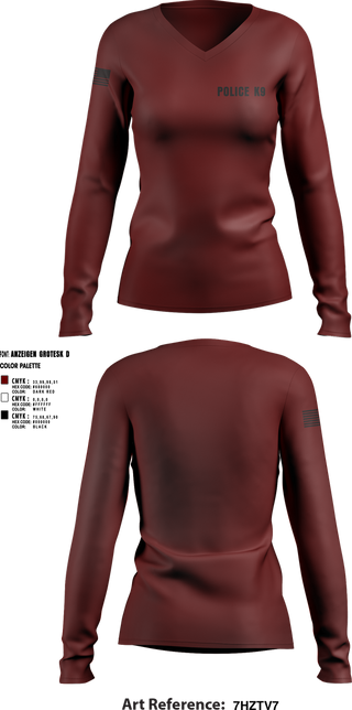 Womens Long Sleeve Vneck Shirt, POLICE K9, , Teamtime, Team time, sublimation, custom sports apparel, team uniforms, spirit wear, spiritwear, sports uniforms, custom shirts, team store, custom team store, fundraiser sports, apparel fundraiser