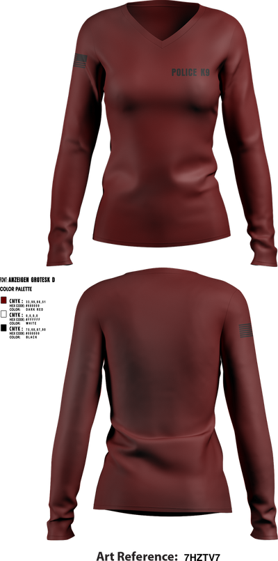 POLICE K9 14845972 Women's Long Sleeve V-neck Shirt - 2