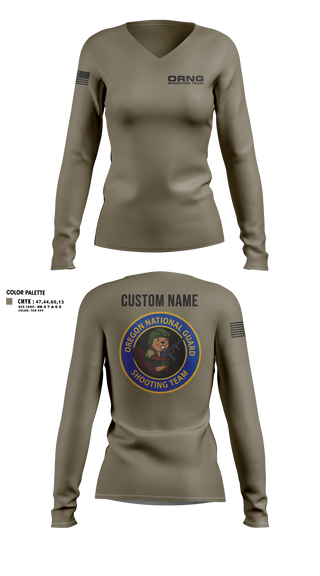 Womens Long Sleeve Vneck Shirt, Oregon national guard shooting team, Army, Teamtime, Team time, sublimation, custom sports apparel, team uniforms, spirit wear, spiritwear, sports uniforms, custom shirts, team store, custom team store, fundraiser sports, apparel fundraiser