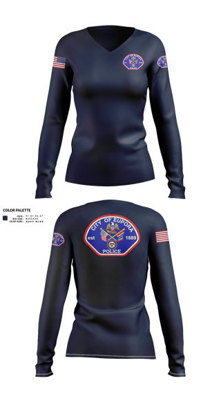 Womens Long Sleeve Vneck Shirt, EUPORA POLICE DEPARTMENT, Police, Teamtime, Team time, sublimation, custom sports apparel, team uniforms, spirit wear, spiritwear, sports uniforms, custom shirts, team store, custom team store, fundraiser sports, apparel fundraiser