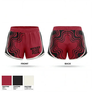 Womens Shorts, Wicked Slice Pizza, Softball, Teamtime, Team time, sublimation, custom sports apparel, team uniforms, spirit wear, spiritwear, sports uniforms, custom shirts, team store, custom team store, fundraiser sports, apparel fundraiser
