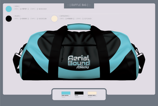 Duffle Bag, Aerial Bound Athletics, Spirit Store, Teamtime, Team time, sublimation, custom sports apparel, team uniforms, spirit wear, spiritwear, sports uniforms, custom shirts, team store, custom team store, fundraiser sports, apparel fundraiser