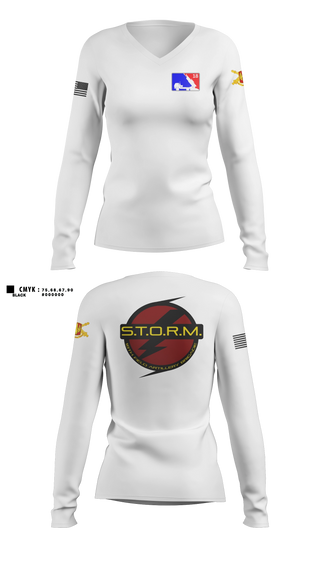 Womens Long Sleeve Vneck Shirt, H2F STORM, Army, Teamtime, Team time, sublimation, custom sports apparel, team uniforms, spirit wear, spiritwear, sports uniforms, custom shirts, team store, custom team store, fundraiser sports, apparel fundraiser