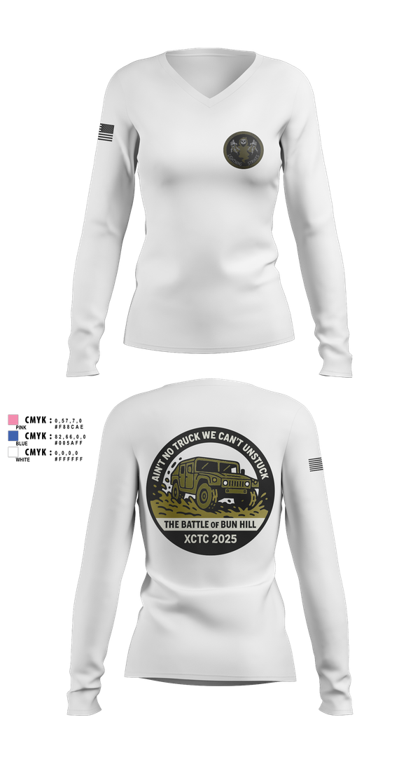 Womens Long Sleeve Vneck Shirt, A 1/111 Field Artillery, , Teamtime, Team time, sublimation, custom sports apparel, team uniforms, spirit wear, spiritwear, sports uniforms, custom shirts, team store, custom team store, fundraiser sports, apparel fundraiser