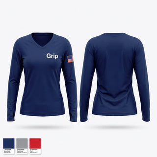 Womens Long Sleeve Vneck Shirt, Grip, Police, Teamtime, Team time, sublimation, custom sports apparel, team uniforms, spirit wear, spiritwear, sports uniforms, custom shirts, team store, custom team store, fundraiser sports, apparel fundraiser