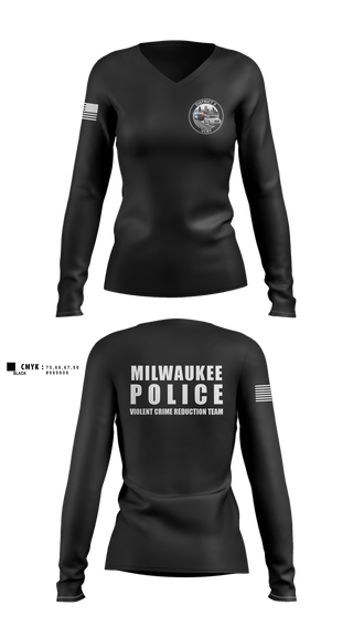 Womens Long Sleeve Vneck Shirt, D3 Violent Crimes Reduction Team, Police, Teamtime, Team time, sublimation, custom sports apparel, team uniforms, spirit wear, spiritwear, sports uniforms, custom shirts, team store, custom team store, fundraiser sports, apparel fundraiser
