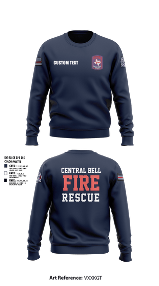 Crew Neck Sweatshirt, Central Bell County Fire Rescue, Fire Department, Teamtime, Team time, sublimation, custom sports apparel, team uniforms, spirit wear, spiritwear, sports uniforms, custom shirts, team store, custom team store, fundraiser sports, apparel fundraiser