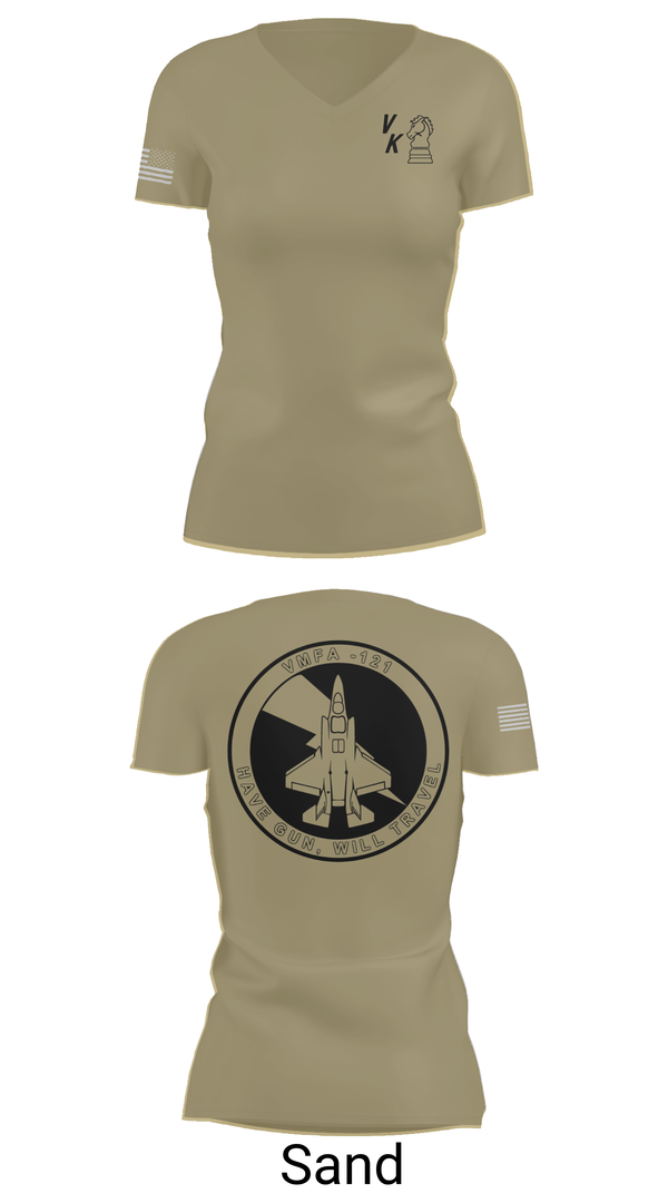 Womens Short Sleeve Vneck Shirt, VMFA-121, , Teamtime, Team time, sublimation, custom sports apparel, team uniforms, spirit wear, spiritwear, sports uniforms, custom shirts, team store, custom team store, fundraiser sports, apparel fundraiser