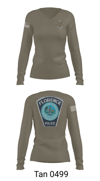 Womens Long Sleeve Vneck Shirt, Florence Police Department, Police, Teamtime, Team time, sublimation, custom sports apparel, team uniforms, spirit wear, spiritwear, sports uniforms, custom shirts, team store, custom team store, fundraiser sports, apparel fundraiser
