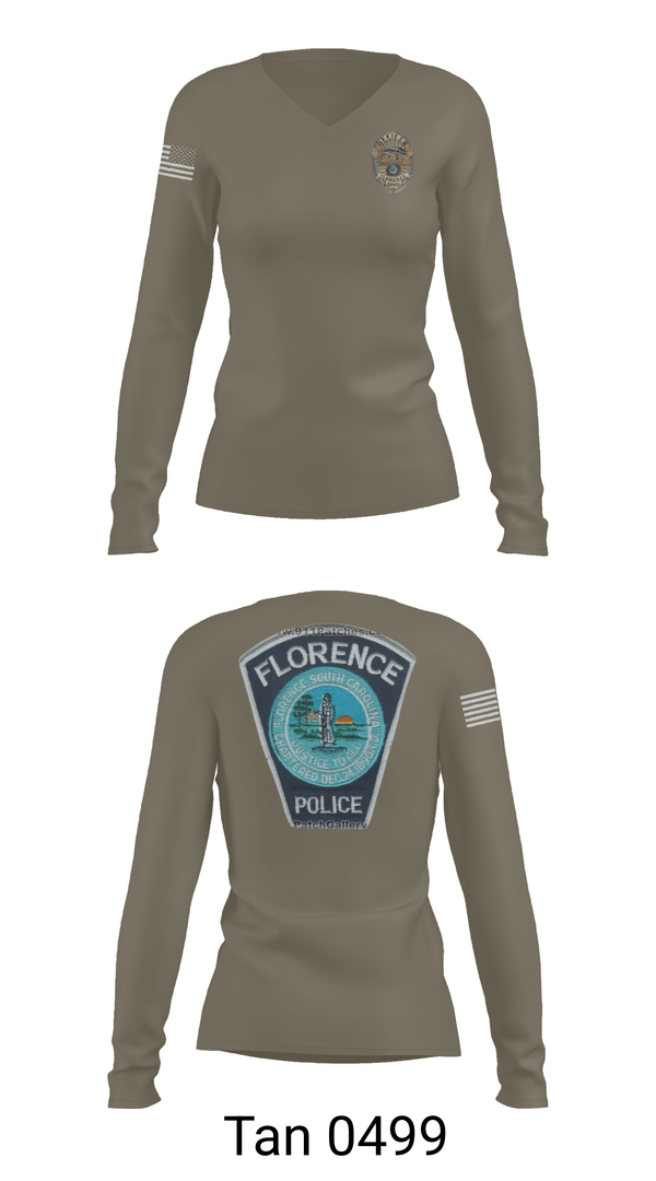 Womens Long Sleeve Vneck Shirt, Florence Police Department, Police, Teamtime, Team time, sublimation, custom sports apparel, team uniforms, spirit wear, spiritwear, sports uniforms, custom shirts, team store, custom team store, fundraiser sports, apparel fundraiser
