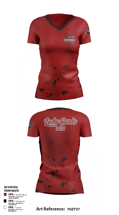 Lady Cardinals 2K13  Women's Short Sleeve V-neck Shirt - 1