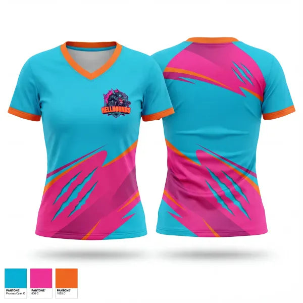 Womens Short Sleeve Vneck Shirt, HELLHOUNDS, Baseball, Teamtime, Team time, sublimation, custom sports apparel, team uniforms, spirit wear, spiritwear, sports uniforms, custom shirts, team store, custom team store, fundraiser sports, apparel fundraiser