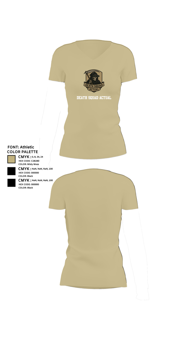 Womens Short Sleeve Vneck Shirt, Death Squad Actual, E-Sports, Teamtime, Team time, sublimation, custom sports apparel, team uniforms, spirit wear, spiritwear, sports uniforms, custom shirts, team store, custom team store, fundraiser sports, apparel fundraiser