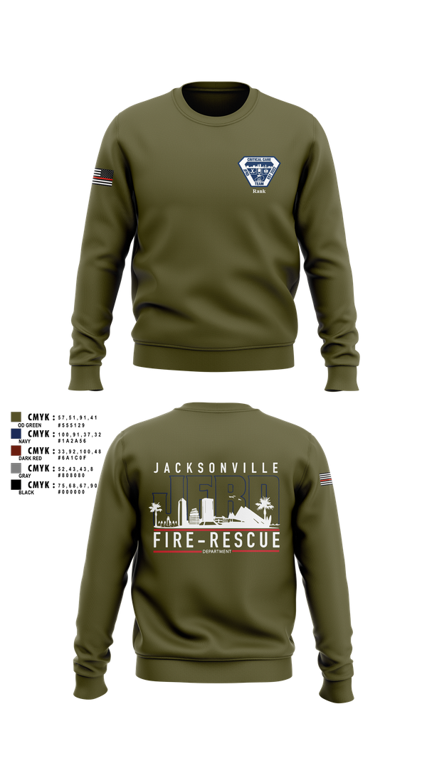 Crew Neck Sweatshirt, JFRD Critical Care Team, Fire Department, Teamtime, Team time, sublimation, custom sports apparel, team uniforms, spirit wear, spiritwear, sports uniforms, custom shirts, team store, custom team store, fundraiser sports, apparel fundraiser