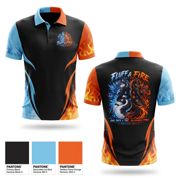 Short Sleeve Performance Polo, Fluff and fire, E-Sports, Teamtime, Team time, sublimation, custom sports apparel, team uniforms, spirit wear, spiritwear, sports uniforms, custom shirts, team store, custom team store, fundraiser sports, apparel fundraiser