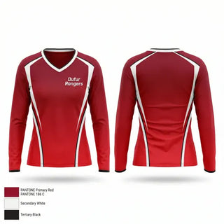 Womens Long Sleeve Vneck Shirt, Dufur Rangers, , Teamtime, Team time, sublimation, custom sports apparel, team uniforms, spirit wear, spiritwear, sports uniforms, custom shirts, team store, custom team store, fundraiser sports, apparel fundraiser