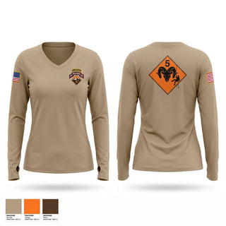 Womens Long Sleeve Vneck Shirt, 5th Ranger Training Battalion, Army, Teamtime, Team time, sublimation, custom sports apparel, team uniforms, spirit wear, spiritwear, sports uniforms, custom shirts, team store, custom team store, fundraiser sports, apparel fundraiser