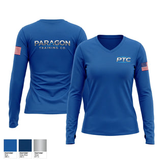 Womens Long Sleeve Vneck Shirt, Paragon Training Co., Police, Teamtime, Team time, sublimation, custom sports apparel, team uniforms, spirit wear, spiritwear, sports uniforms, custom shirts, team store, custom team store, fundraiser sports, apparel fundraiser